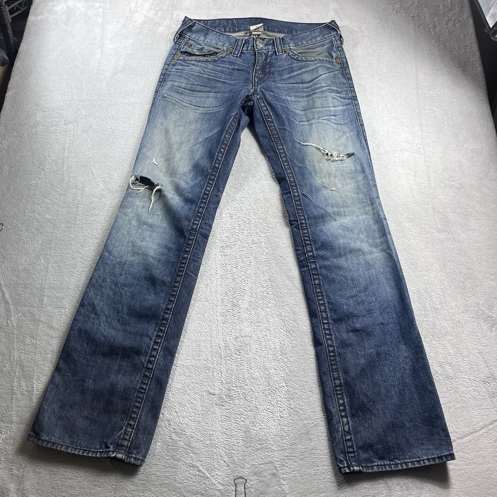 True Religion Men's Rainbow Ricky Jeans Blue Denim Made in USA Y2K Size 34x32